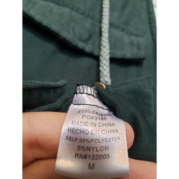 Entro Women M Vest Snap Dark Green Pockets Utility Hooded Cargo Drawstring Waist - Picture 6 of 6